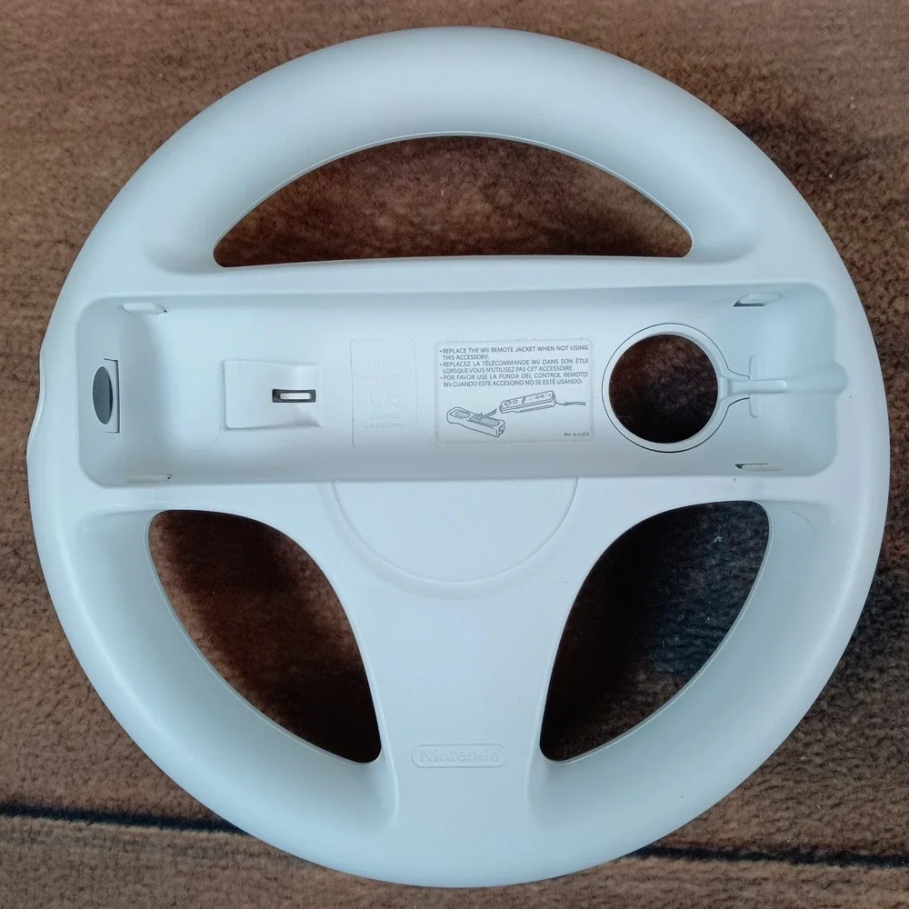 Nintendo Wii White Steering Wheel Controller Accessory Bundle Lot